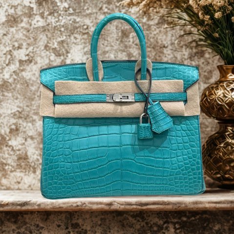 【精選天菜】HERMES 7F 孔雀藍 霧面 鱷魚皮 BIRKIN 25CM-0