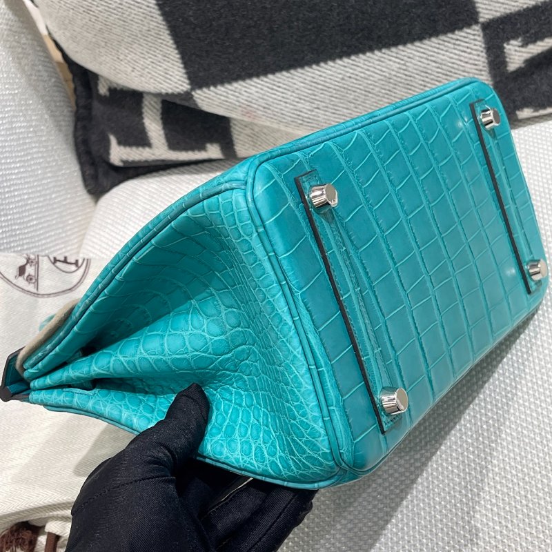 【精選天菜】HERMES 7F 孔雀藍 霧面 鱷魚皮 BIRKIN 25CM-4
