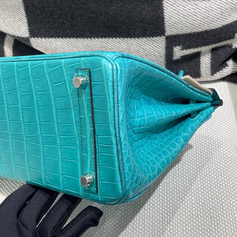 【精選天菜】HERMES 7F 孔雀藍 霧面 鱷魚皮 BIRKIN 25CM-5