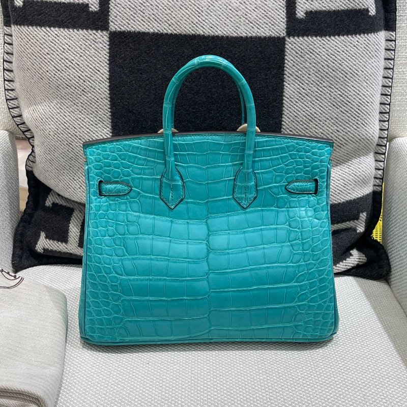 【精選天菜】HERMES 7F 孔雀藍 霧面 鱷魚皮 BIRKIN 25CM-6