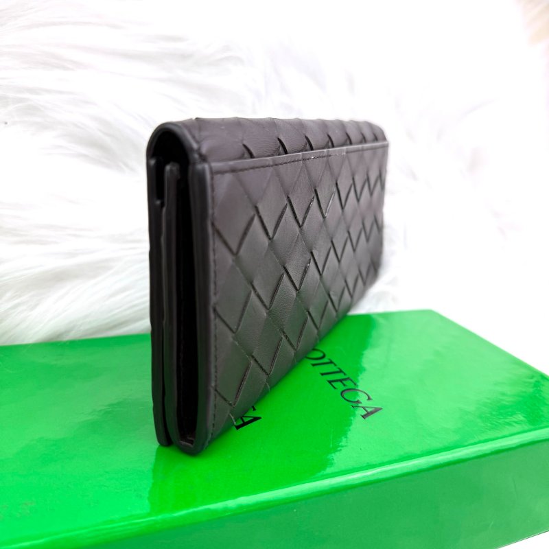 Bottega Veneta 黑色編織長銀包-4