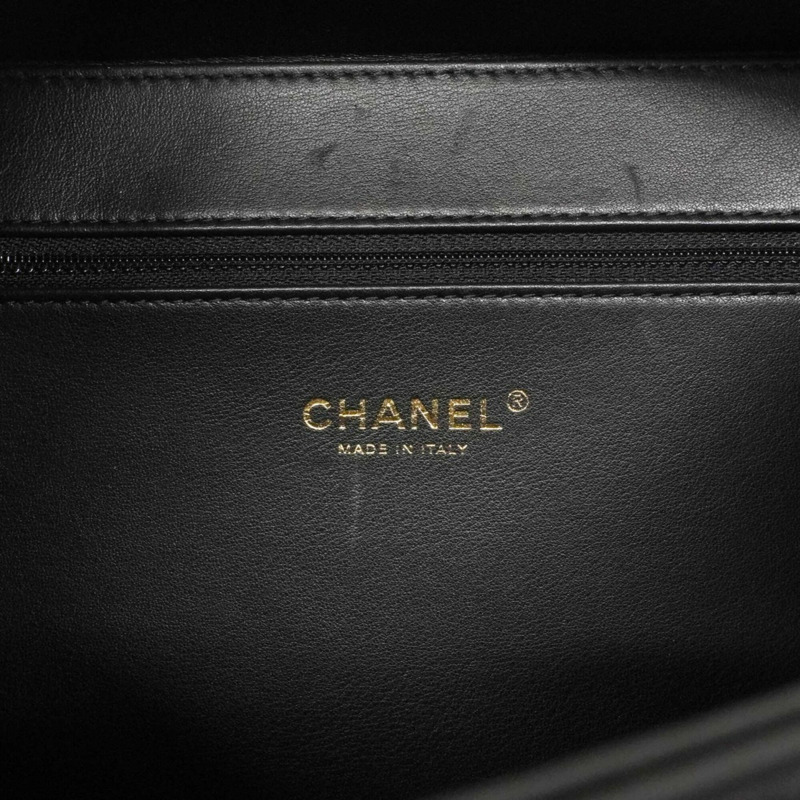 香奈兒 CC 鏤空鏈條肩背包，魚子醬紋皮革，黑色/香檳色，女士兩用包-4