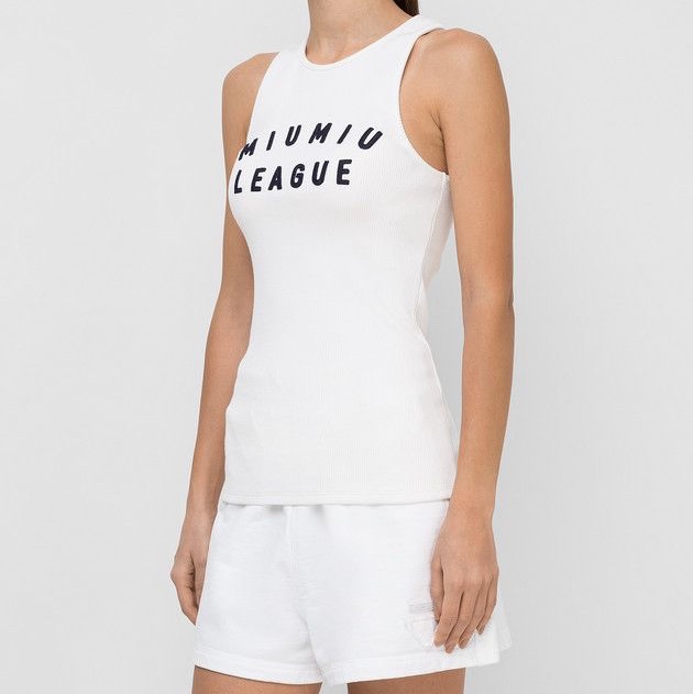 MiuMiu字母印花修身針織背心-1