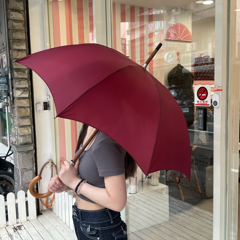 【赫蒂國際精品】Hermès 愛馬仕 酒紅色長傘 vintage-1