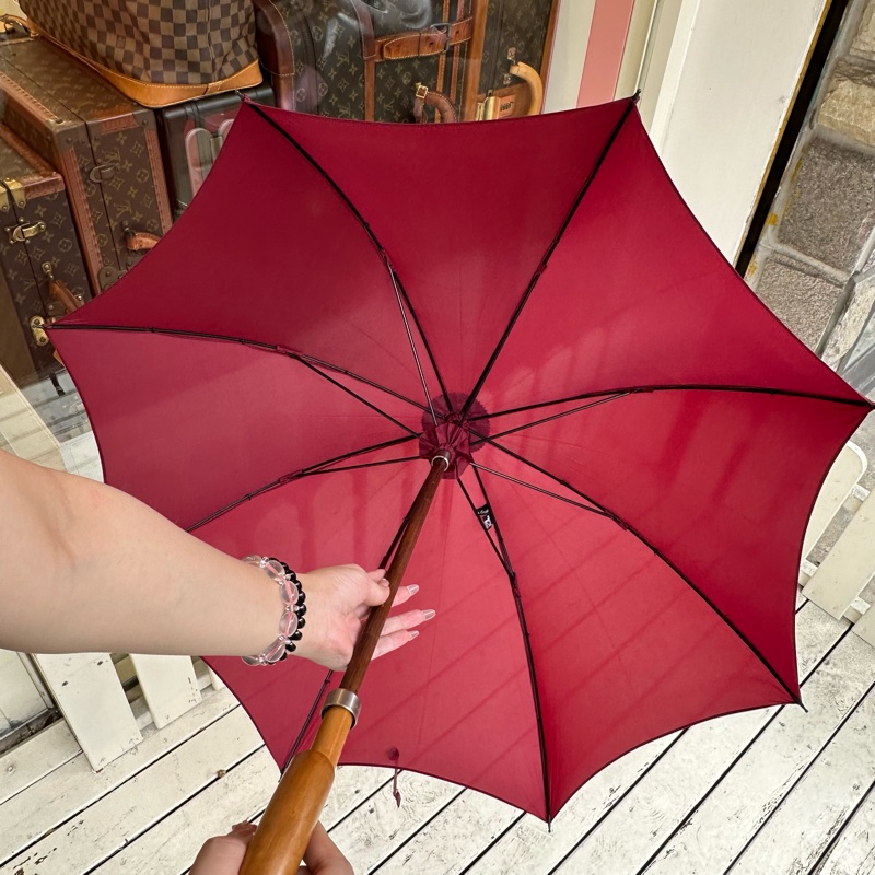 【赫蒂國際精品】Hermès 愛馬仕 酒紅色長傘 vintage-2