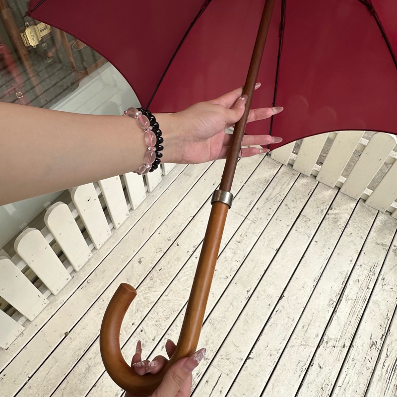 【赫蒂國際精品】Hermès 愛馬仕 酒紅色長傘 vintage-3