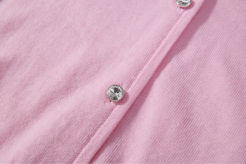 MiuMiu粉色珍珠扣薄款針織開衫-2