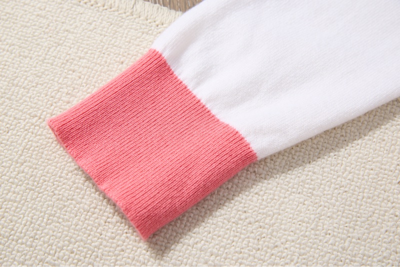 Chanel字母刺繡粉白拼色針織開衫-7