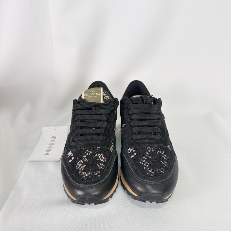 莉亞精品♡ Valentino 黑色蕾絲運動鞋#35.5 二手-1