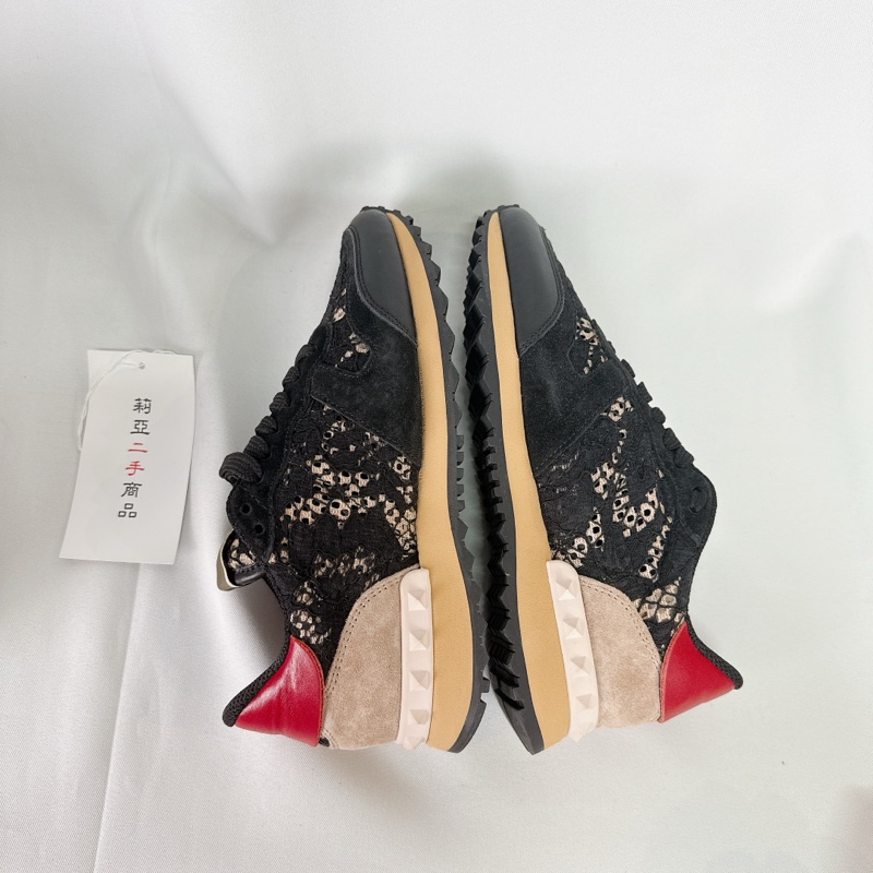 莉亞精品♡ Valentino 黑色蕾絲運動鞋#35.5 二手-4