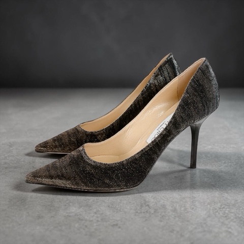 莉亞精品♡ Jimmy Choo 黑色金絲線高跟鞋#36 二手