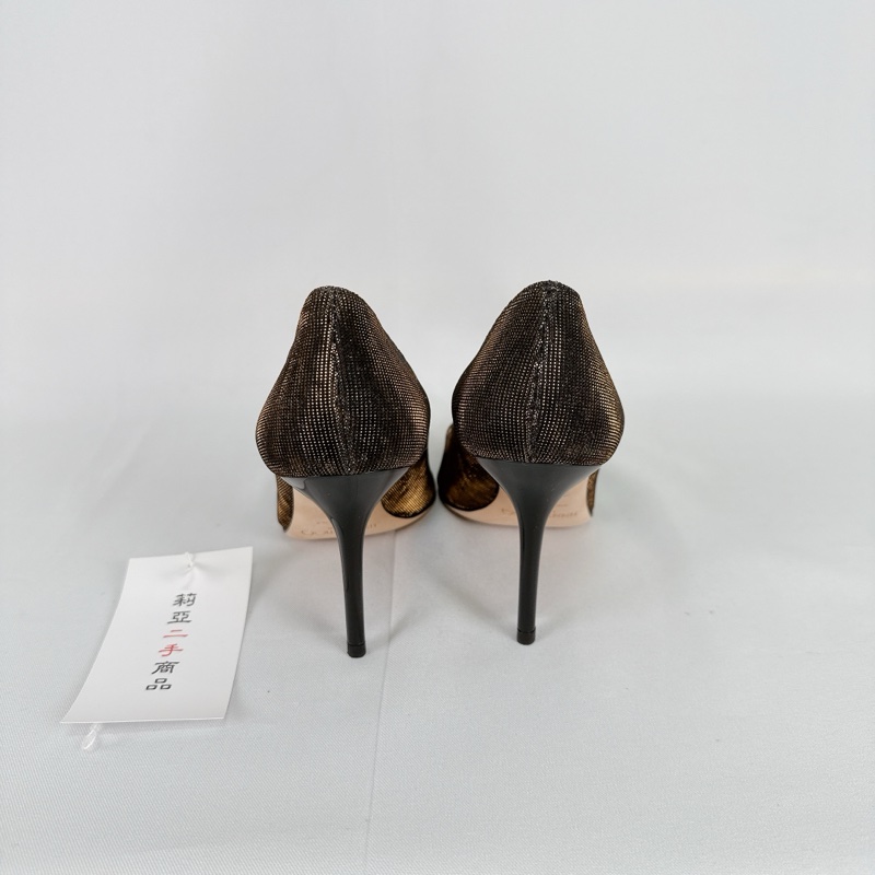 莉亞精品♡ Jimmy Choo 黑色金絲線高跟鞋#36 二手-4