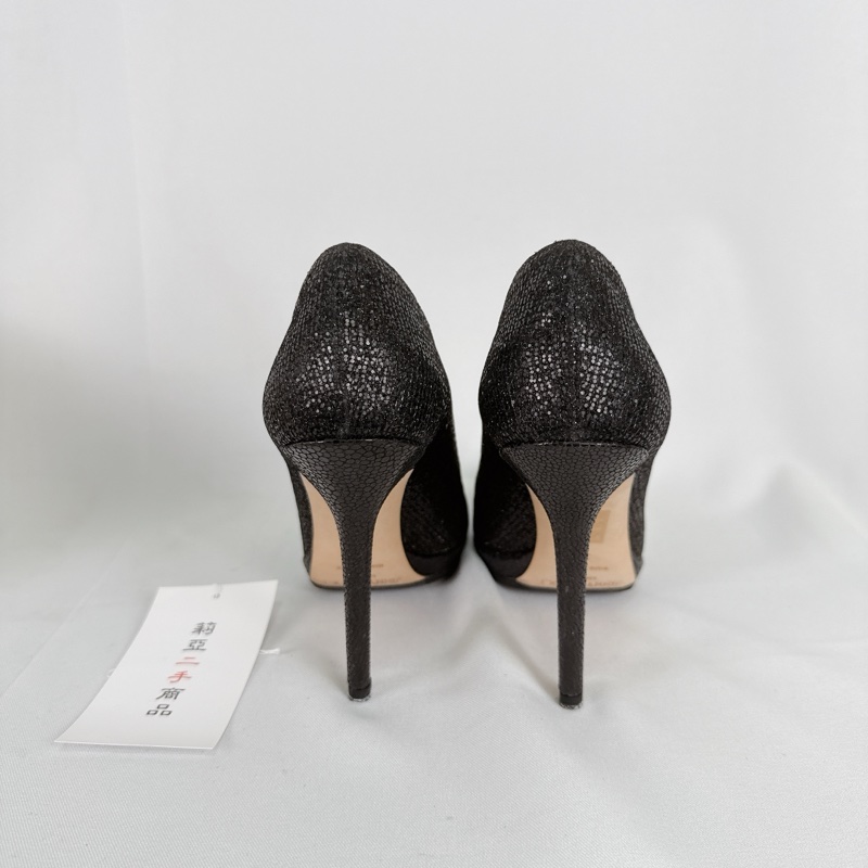 莉亞精品♡ Jimmy Choo 黑色亮片高跟鞋#36 二手-3