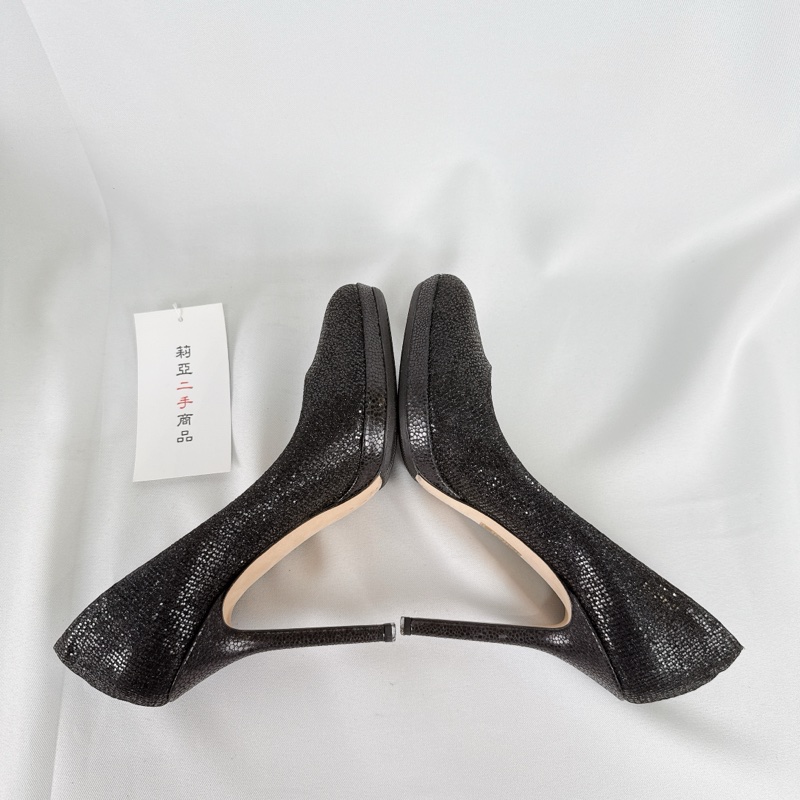 莉亞精品♡ Jimmy Choo 黑色亮片高跟鞋#36 二手-4