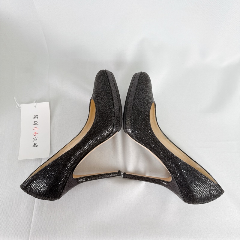 莉亞精品♡ Jimmy Choo 黑色亮片高跟鞋#36 二手-5