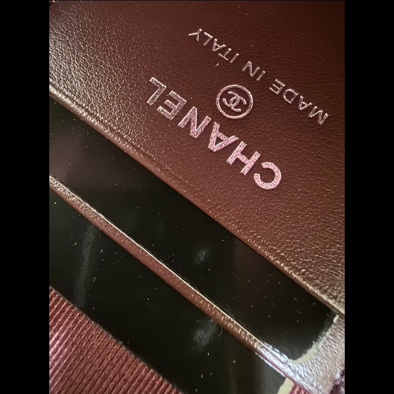 香奈兒經典黑色荔枝皮銀鏈小書包-14