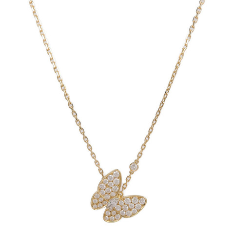 Van Cleef & Arpels 18K黃金/白金Two Butterfly Pendant鑽石項鍊