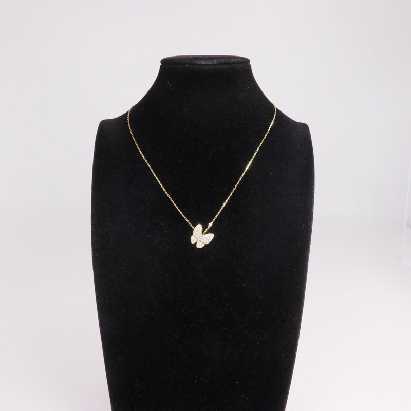 Van Cleef & Arpels 18K黃金/白金Two Butterfly Pendant鑽石項鍊-8