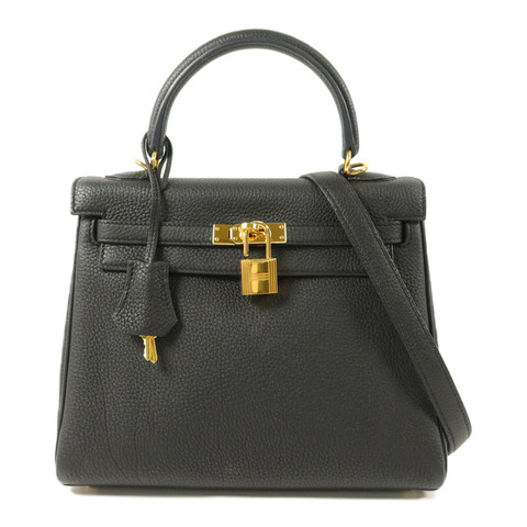HERMES Togo皮革Kelly 25手挽肩背兩用袋Noir