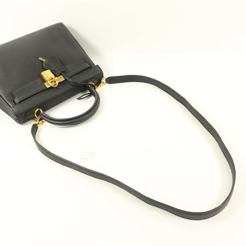 HERMES Togo皮革Kelly 25手挽肩背兩用袋Noir-7