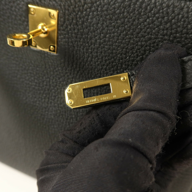 HERMES Togo皮革Kelly 25手挽肩背兩用袋Noir-9