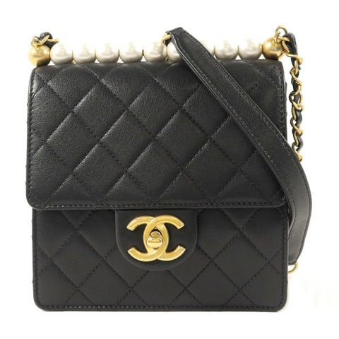 CHANEL 牛皮皮革Small Pearl Flap Bag鏈帶肩背袋