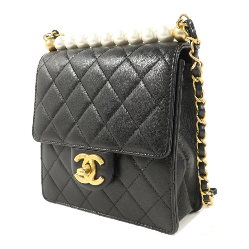 CHANEL 牛皮皮革Small Pearl Flap Bag鏈帶肩背袋-2