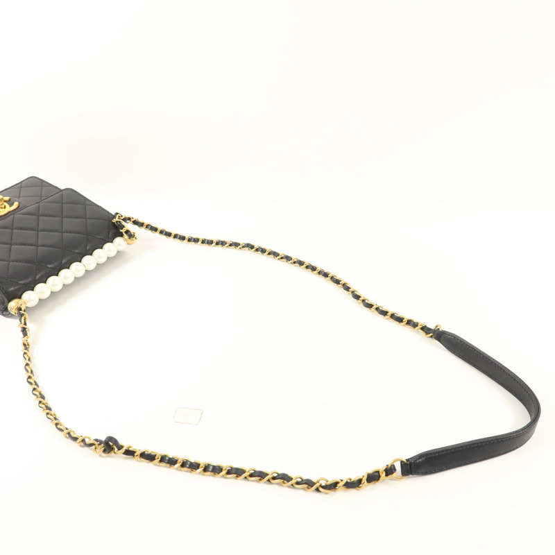 CHANEL 牛皮皮革Small Pearl Flap Bag鏈帶肩背袋-8