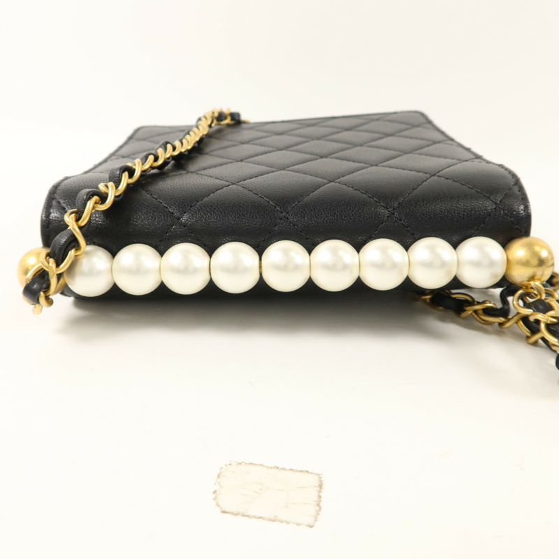 CHANEL 牛皮皮革Small Pearl Flap Bag鏈帶肩背袋-11