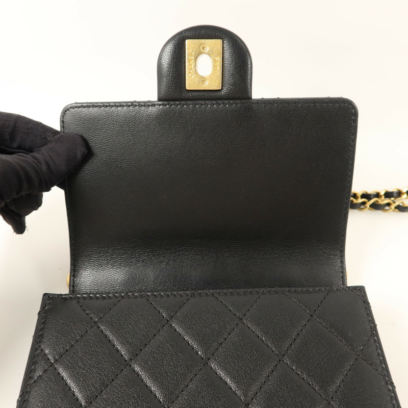 CHANEL 牛皮皮革Small Pearl Flap Bag鏈帶肩背袋-12