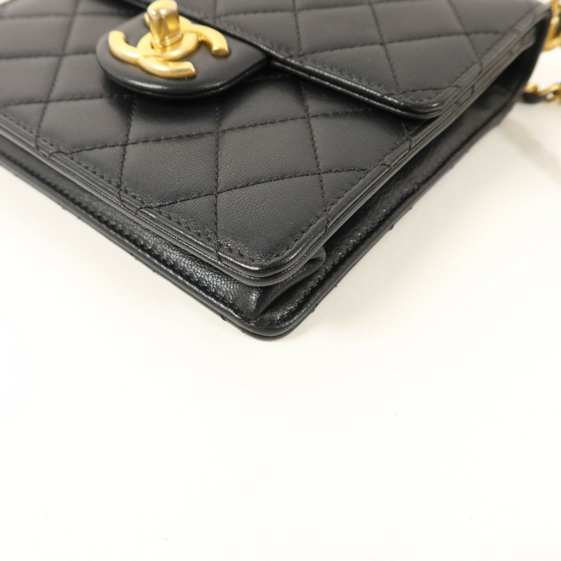 CHANEL 牛皮皮革Small Pearl Flap Bag鏈帶肩背袋-13