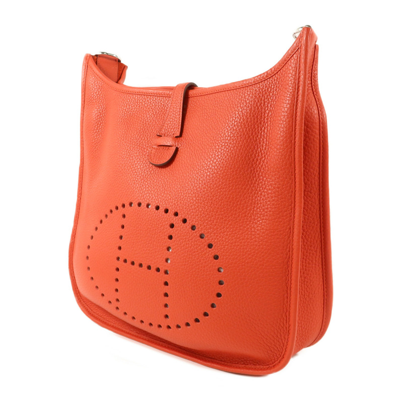 HERMES Clemence皮革Evelyne PM肩背袋Rouge Tomate-2