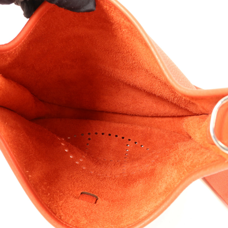 HERMES Clemence皮革Evelyne PM肩背袋Rouge Tomate-4