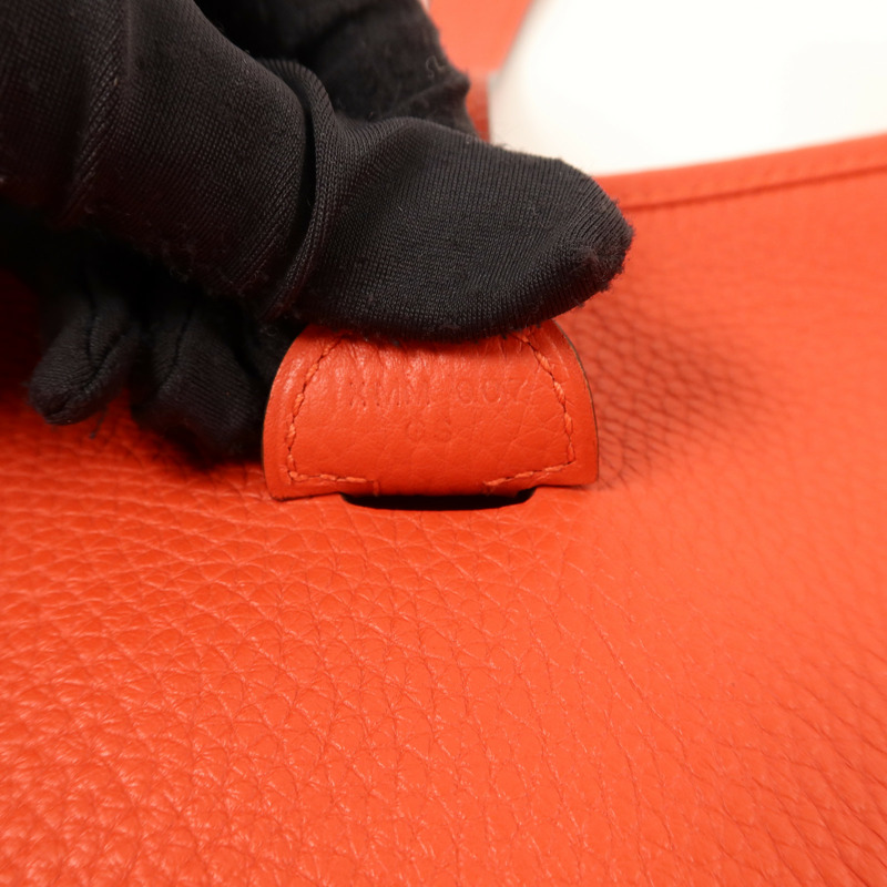 HERMES Clemence皮革Evelyne PM肩背袋Rouge Tomate-6