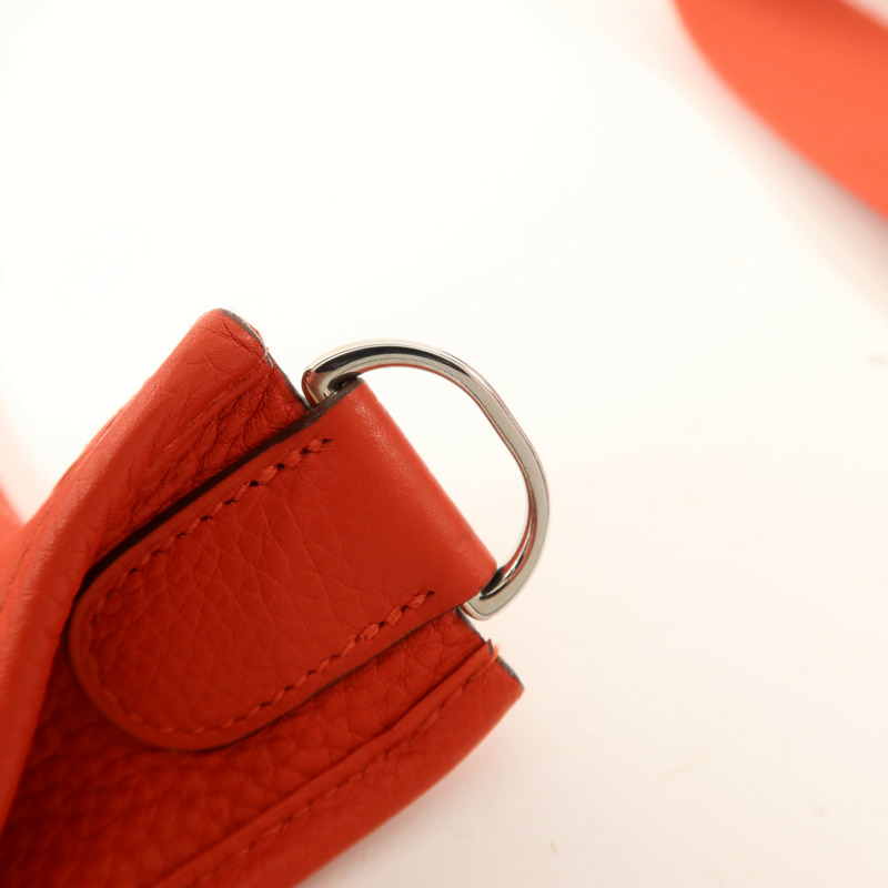 HERMES Clemence皮革Evelyne PM肩背袋Rouge Tomate-10