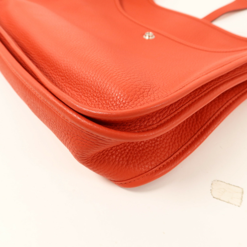 HERMES Clemence皮革Evelyne PM肩背袋Rouge Tomate-11