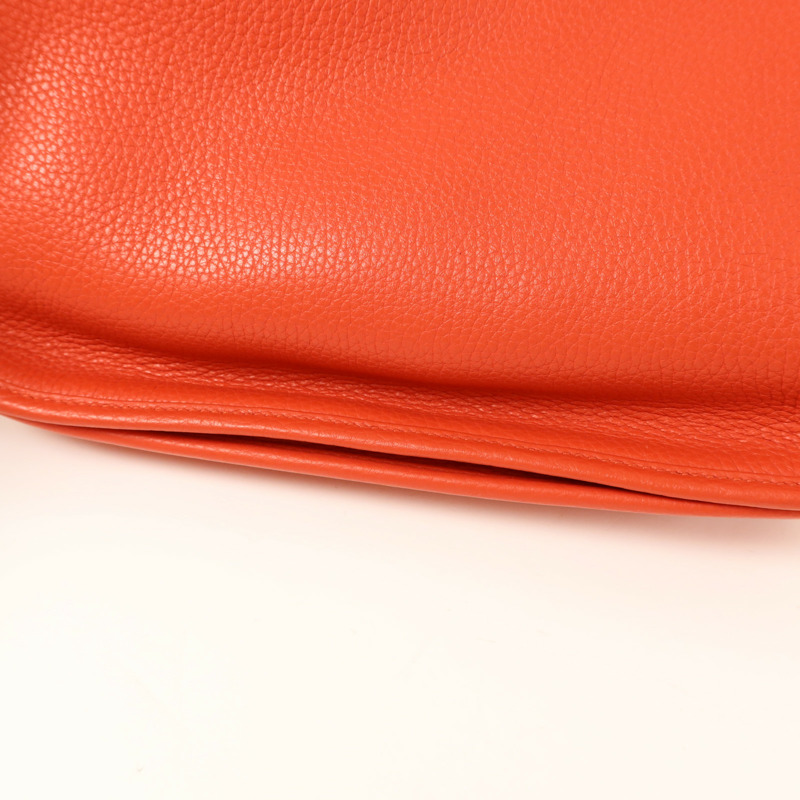 HERMES Clemence皮革Evelyne PM肩背袋Rouge Tomate-15