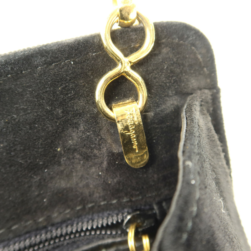 Salvatore Ferragamo 麂皮皮革Shoulder Bag鏈帶肩背袋-8