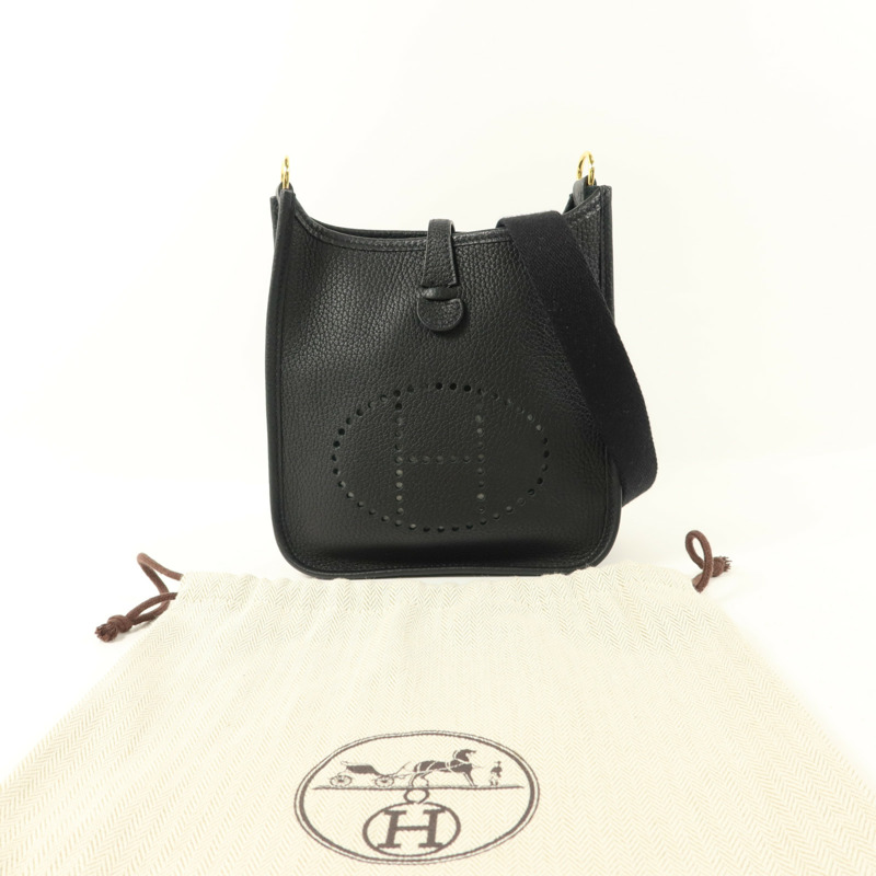 HERMES Clemence皮革Evelyne TPM肩背袋Noir-8