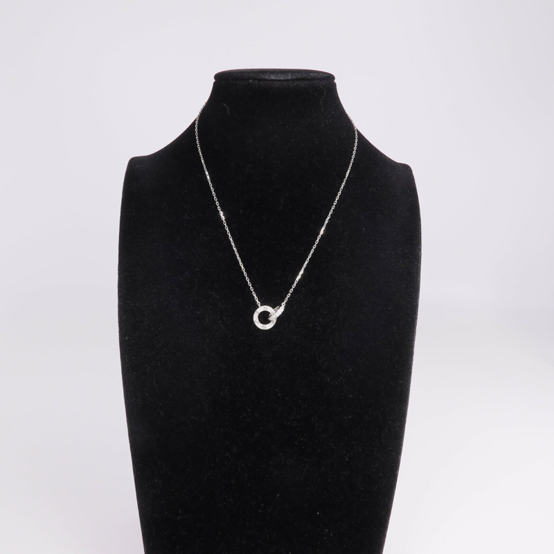 CARTIER 18K白金Love Necklace鑽石項鍊-8