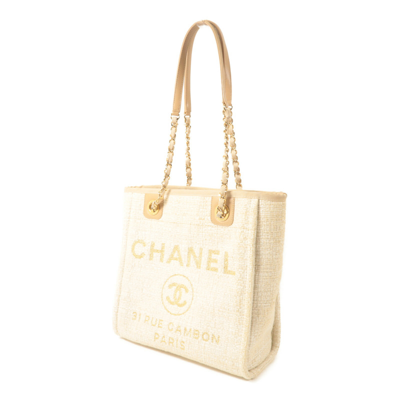 CHANEL 帆布Deauville Tote手挽袋-1