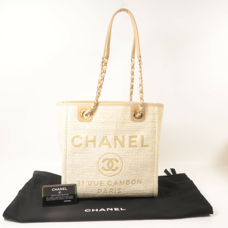 CHANEL 帆布Deauville Tote手挽袋-9