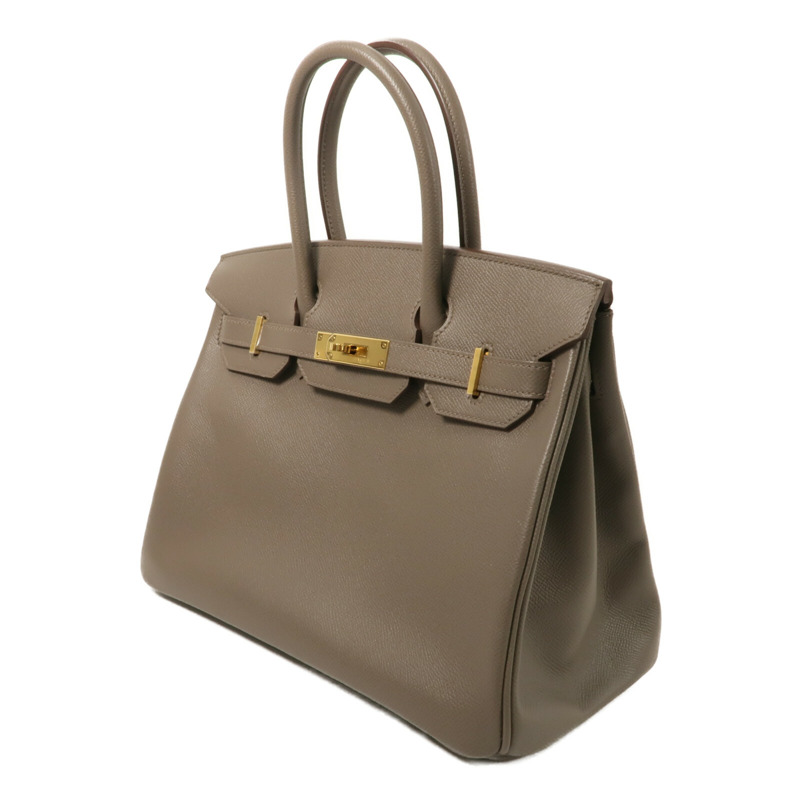 HERMES Epsom皮革Birkin 30手挽袋Etain-2
