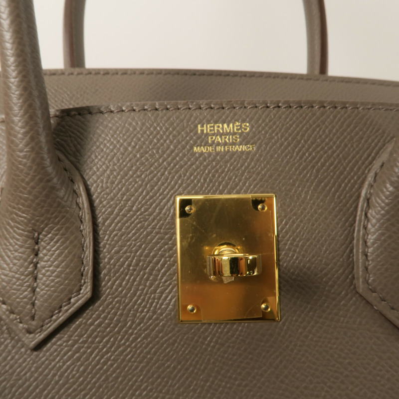 HERMES Epsom皮革Birkin 30手挽袋Etain-6