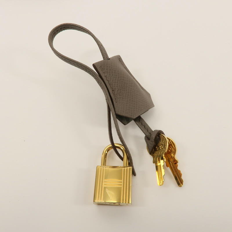 HERMES Epsom皮革Birkin 30手挽袋Etain-8