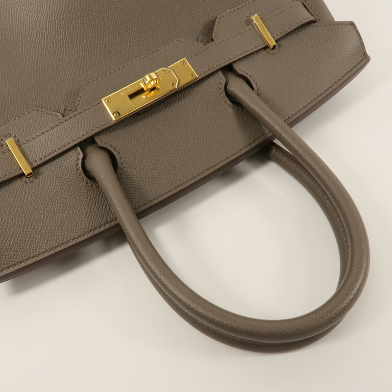 HERMES Epsom皮革Birkin 30手挽袋Etain-9