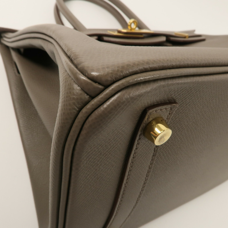 HERMES Epsom皮革Birkin 30手挽袋Etain-11