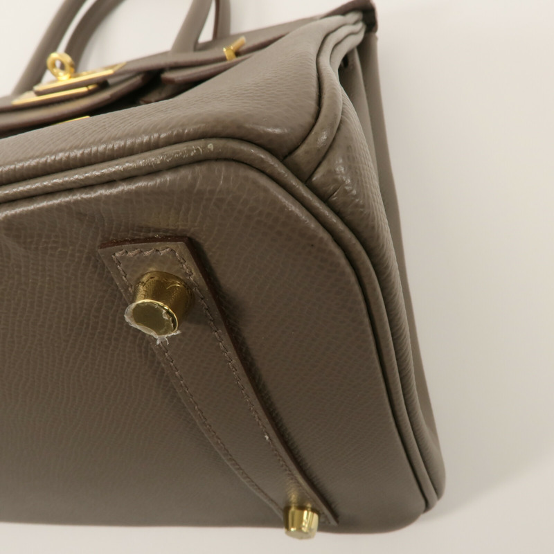 HERMES Epsom皮革Birkin 30手挽袋Etain-12
