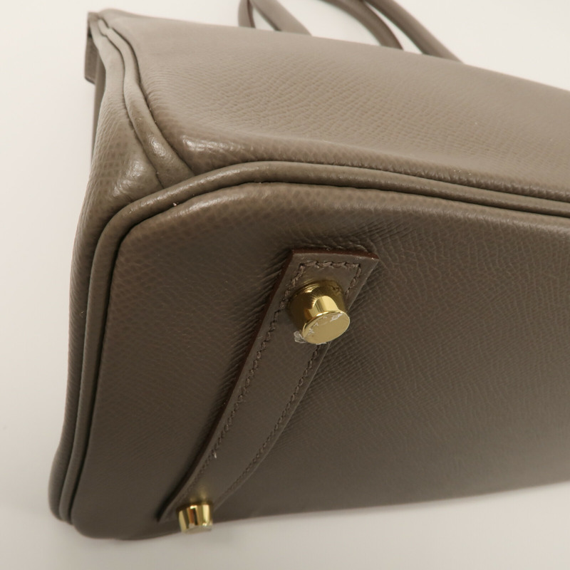 HERMES Epsom皮革Birkin 30手挽袋Etain-13