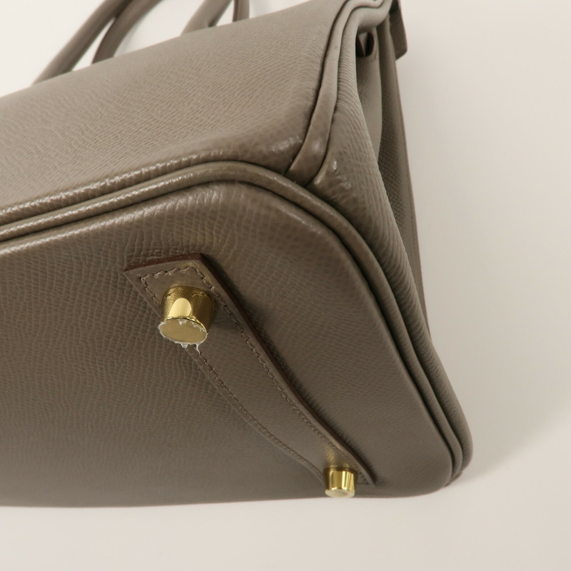 HERMES Epsom皮革Birkin 30手挽袋Etain-14